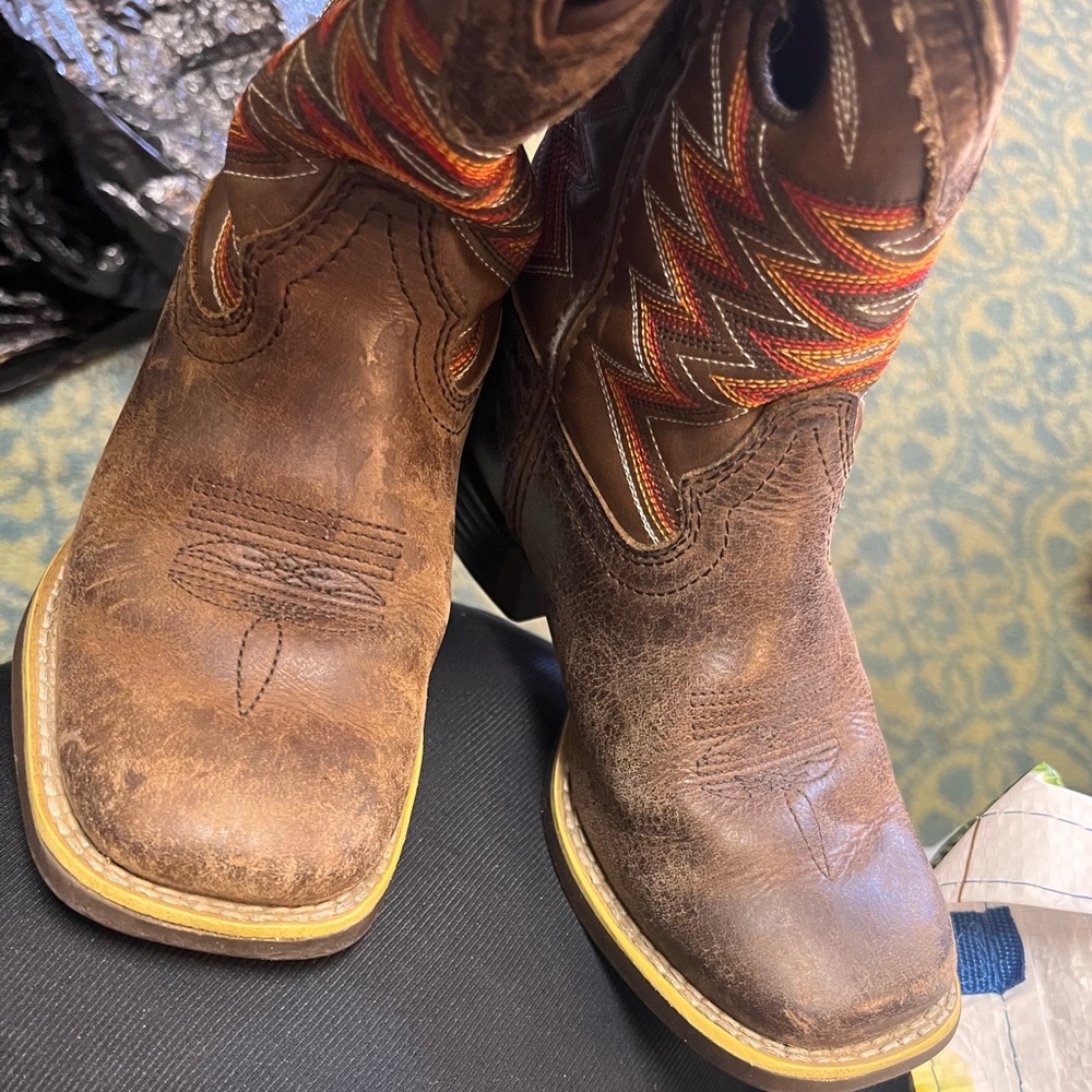 Durango Brown Western Cowboy Boots kids size 12